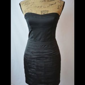 Express Black Satin Strapless Dress